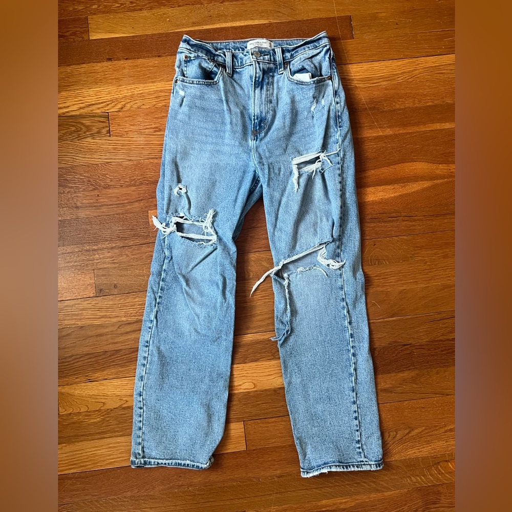 A&F Ankle Straight Ultra High Rise Jeans